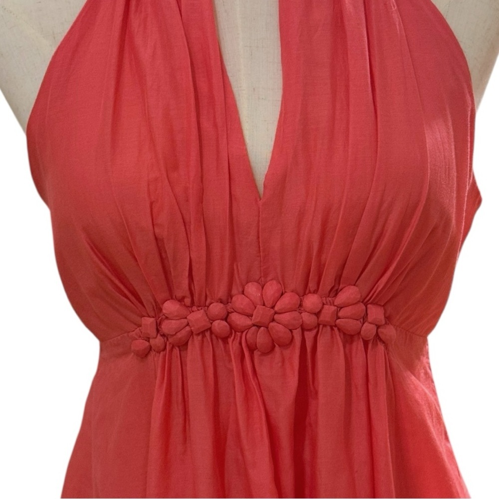 Esley Coral Halter Dress Cotton Silk NWT Size L - Picture 4 of 7